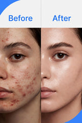 Before and After acne treatment results with Wiki Special Beauty Cream and Face Wash. Pakistani woman showing clear glowing skin transformation.